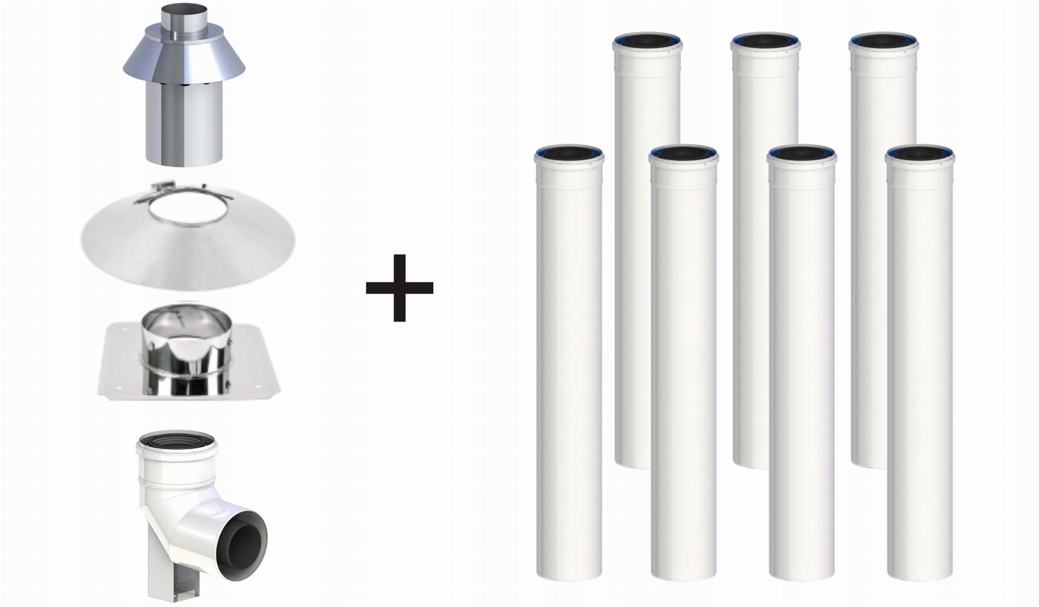 Komin koncentryczny PP kondensat 80*125 7 rur