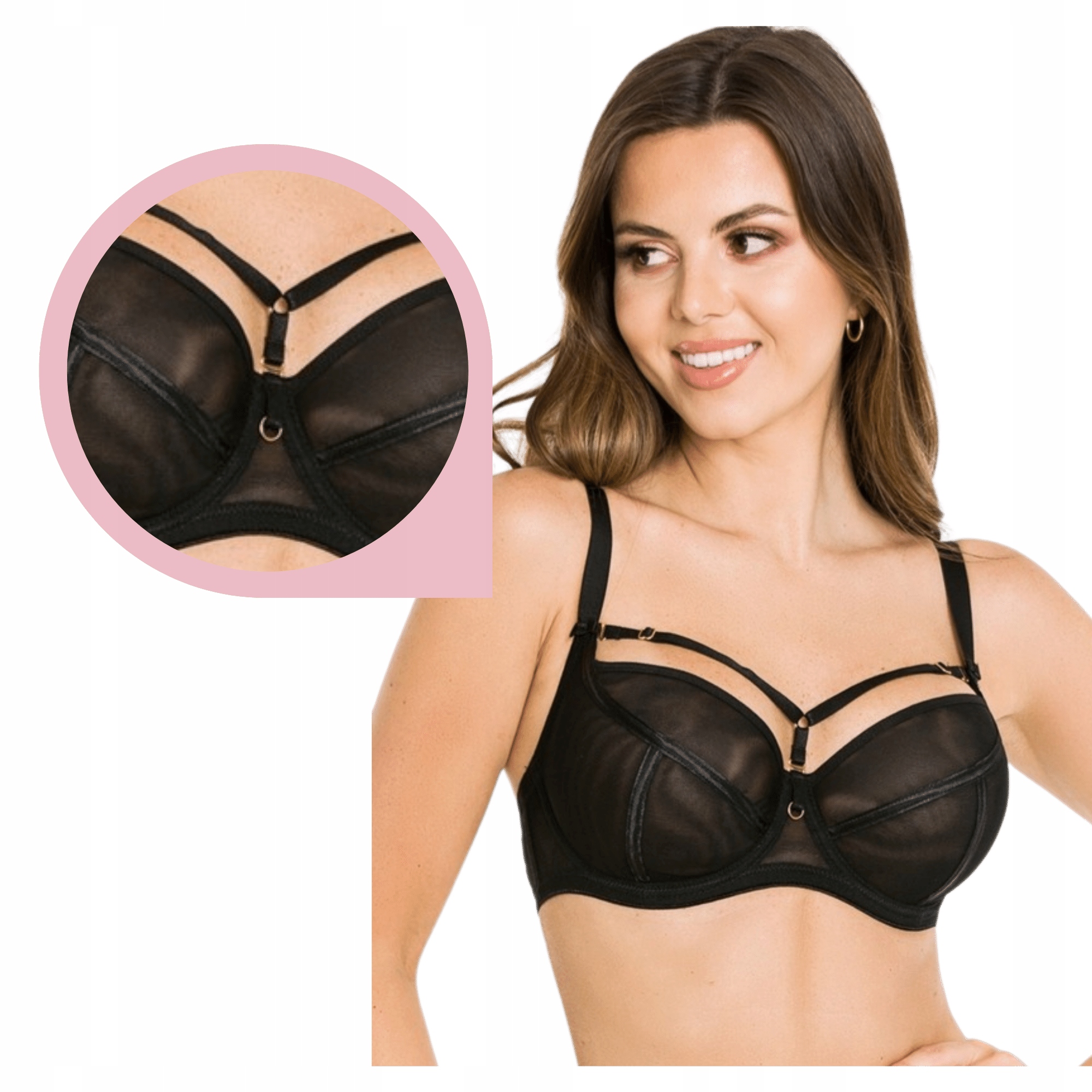 Podprsenka Mediolano Naked Soft 19064 černá, měkká, pruhovaná, 70G