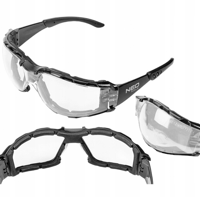 OKULARY OCHRONNE Z WKŁADKĄ PIANKOWĄ BIAŁE SOCZEWKI KLASA ODPORNOSCI NEO