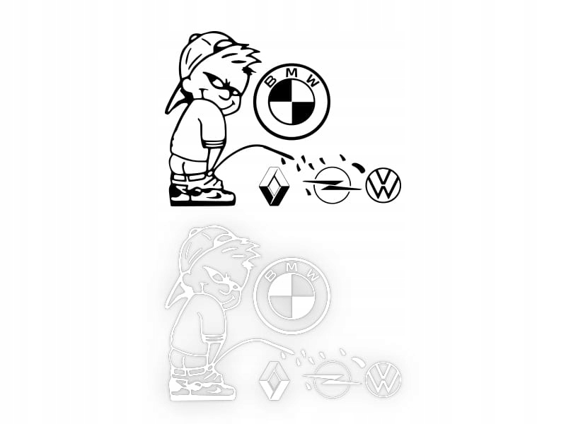 BMW LEJE NA RENAULT OPEL VW - Naklejka na samochód na auto KOLOR