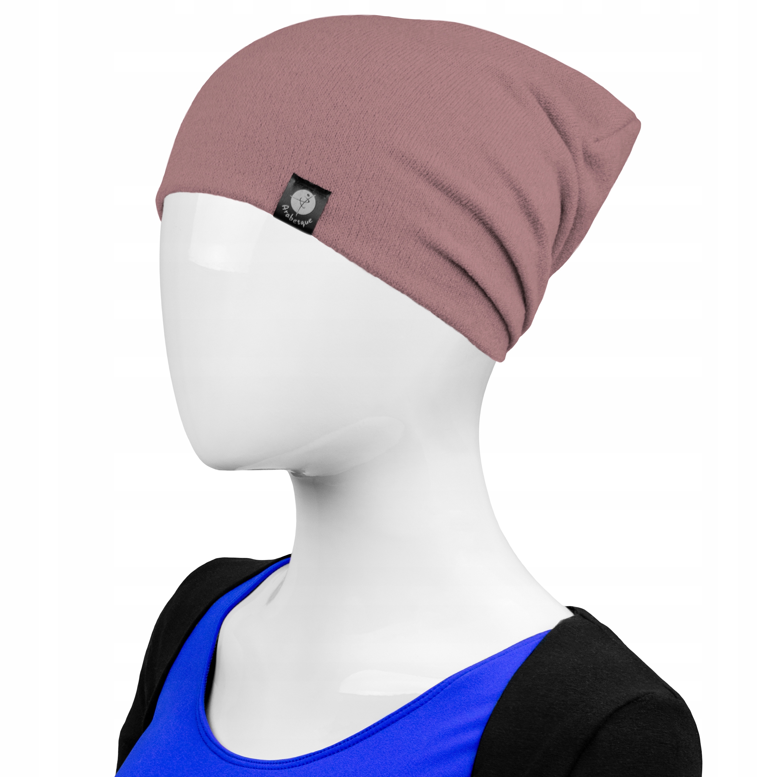 

Damska czapka beanie na zimę z dzianiny różowa r S