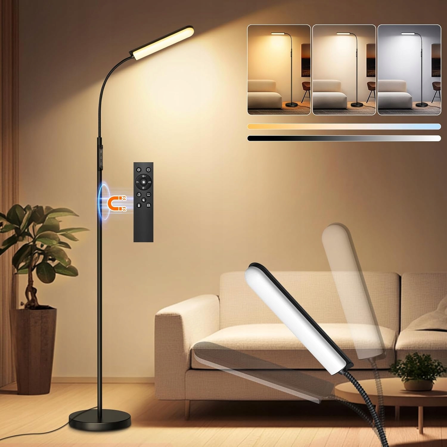 Handsonic Led podlahová lampa 32W 3000 lúmenov čierna Dimmable