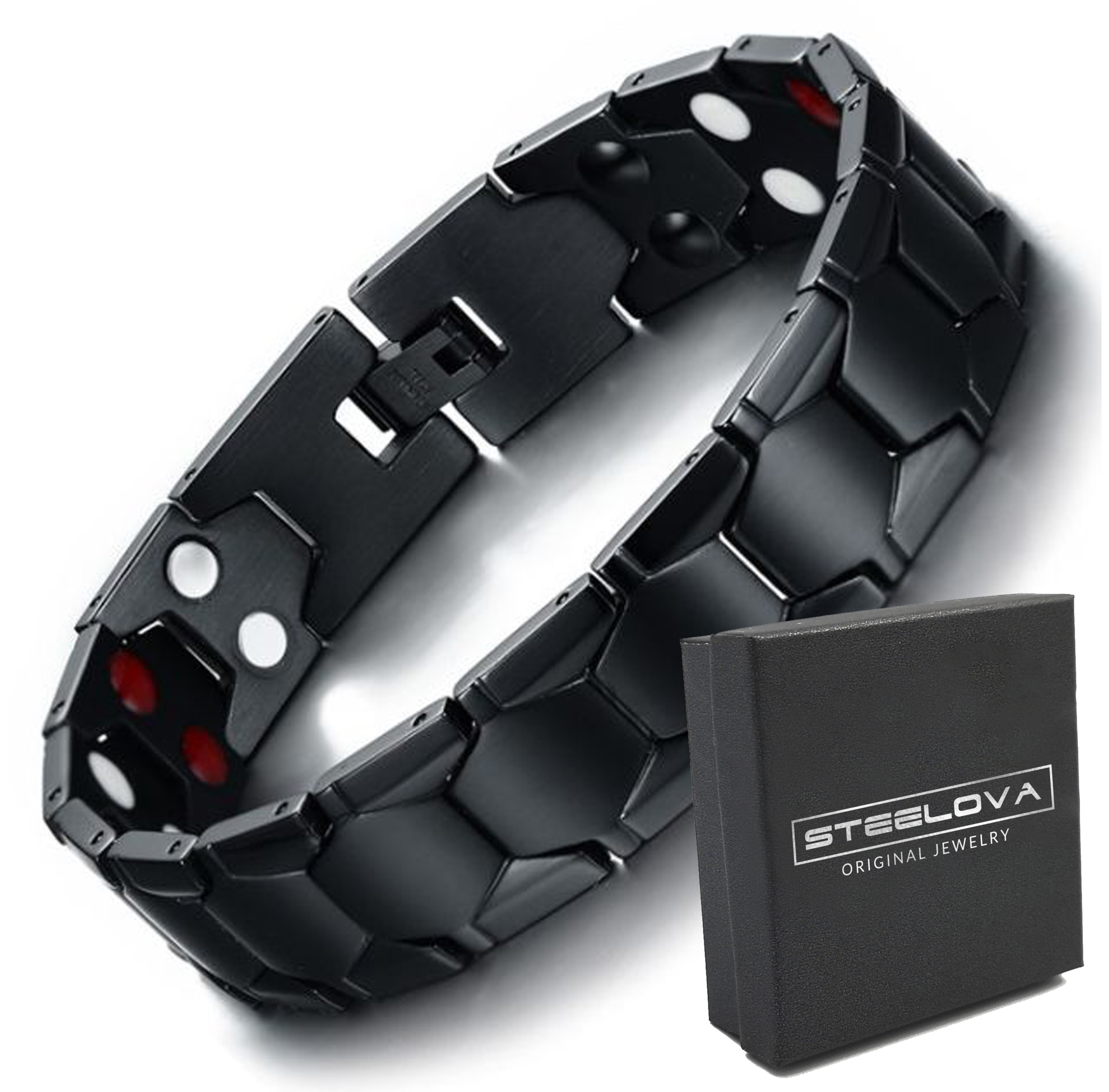 Černý Matný Magnetický Náramek Ocel 316 L