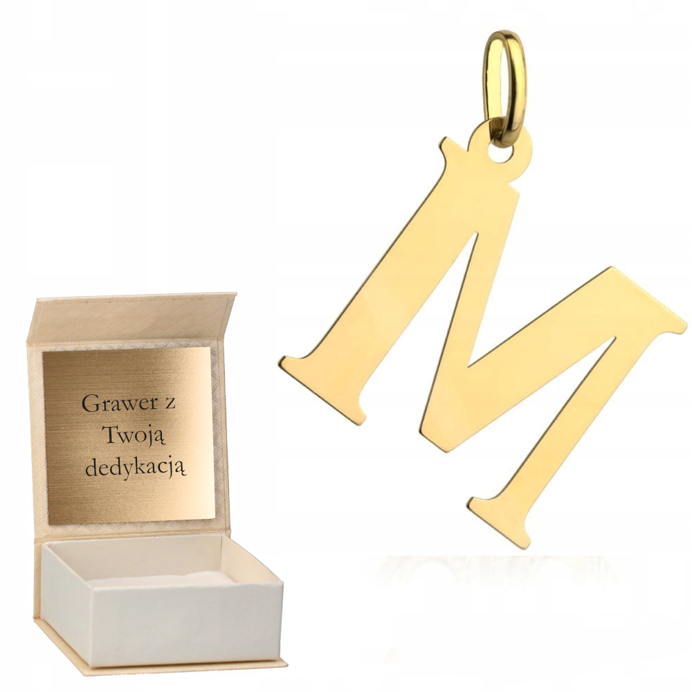 Zlatý přívěsek písmenko M velké zlato ryzost 585 Gravírování