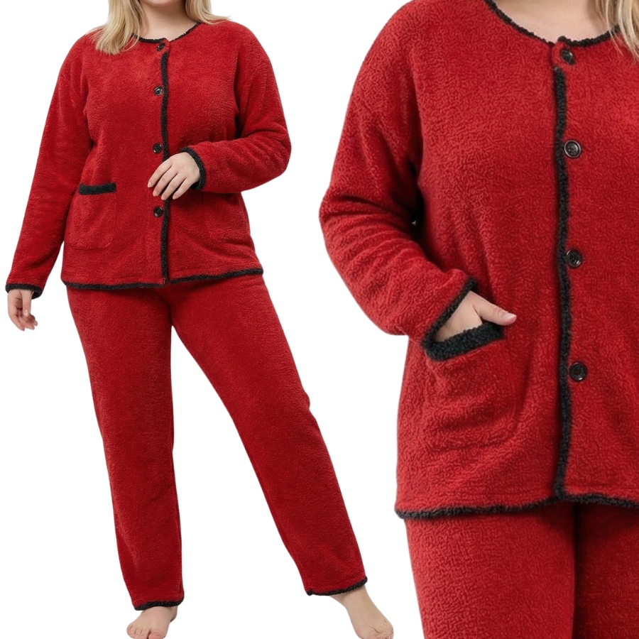 Teplé dámské pyžamo na Zimu, dvoudílné. Dárek k Vánocům Pro Ni, vel. XL