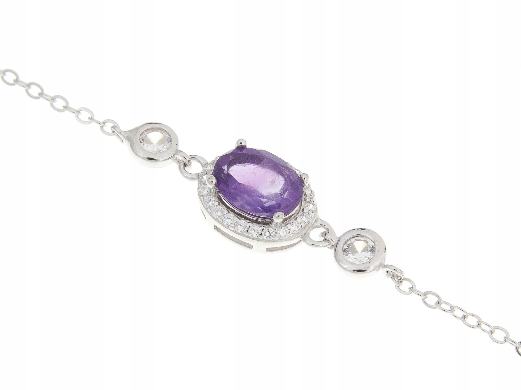 Postříbřený Náramek S Přírodním Ametystem Dárek