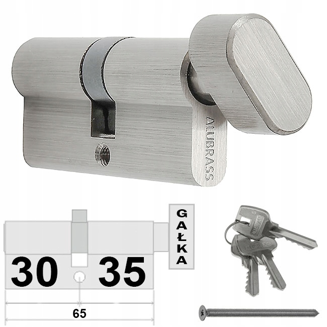 

Wkładka 30/35 Alubrass Gałka Nikiel Satyna