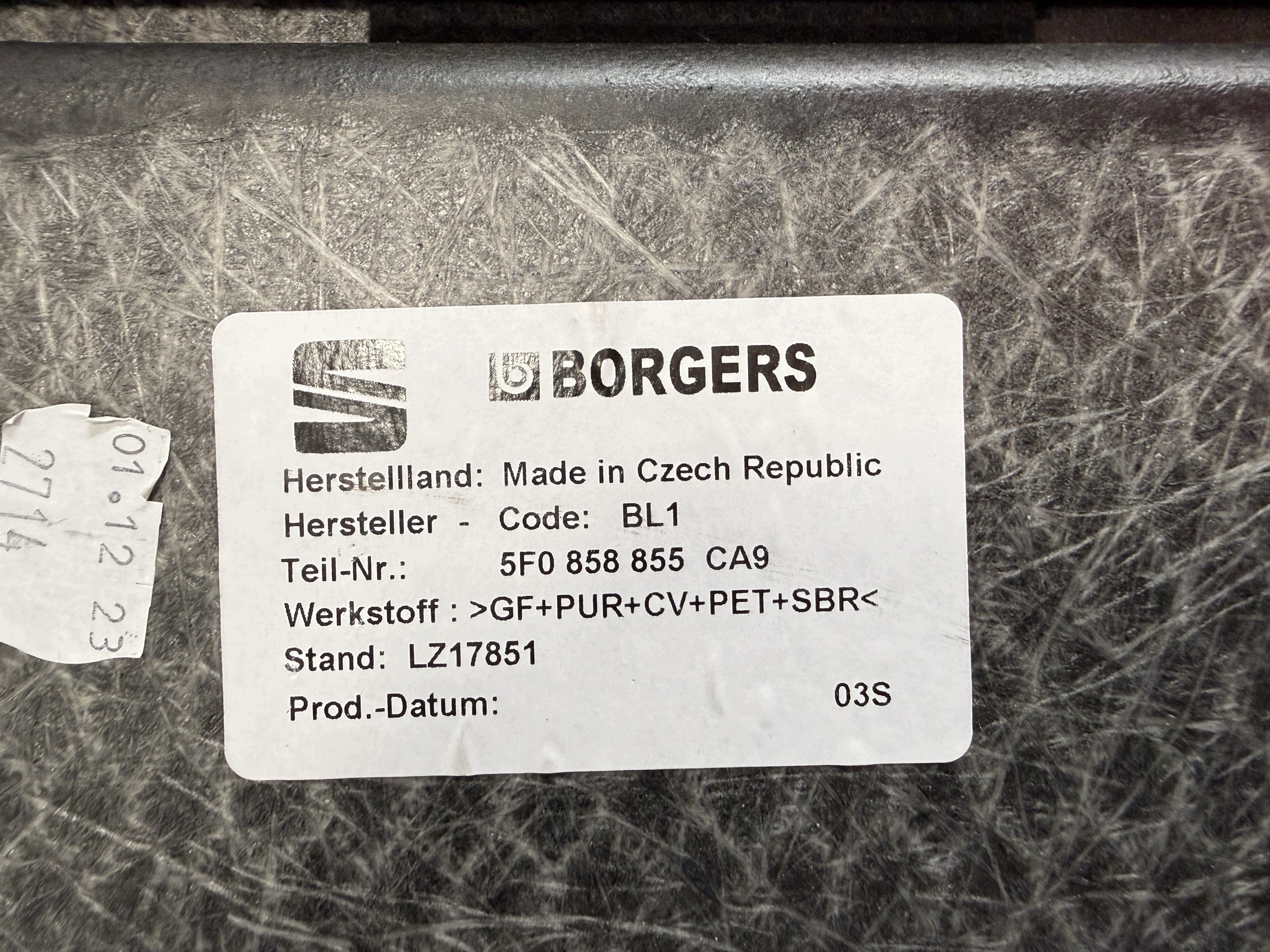 SEAT CUPRA LEON 5FA floor boot 5F0858855