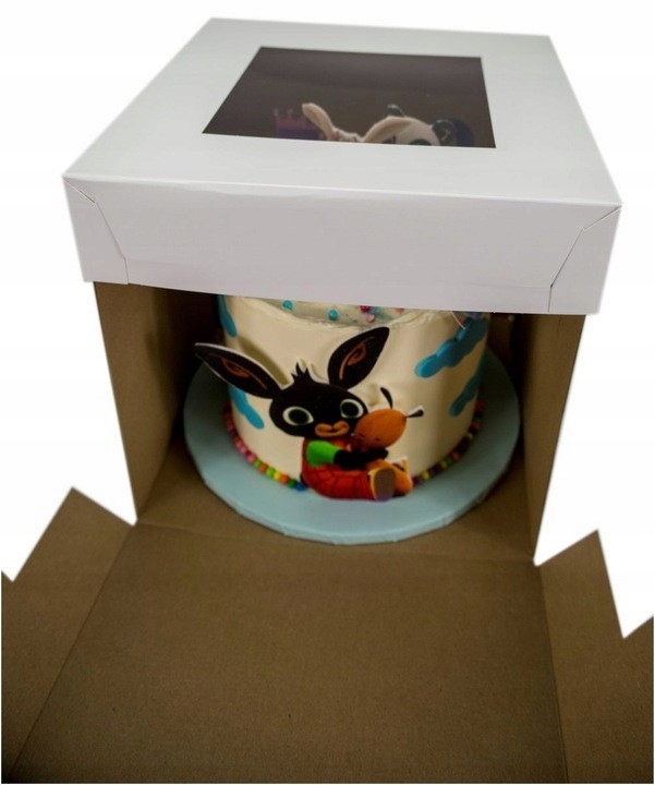 35x35x35 pudełko na tort z okienkiem wysokie Szerokość zewnętrzna 35 cm