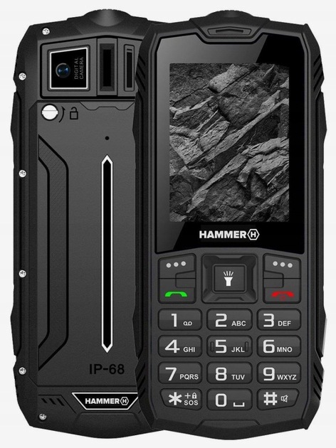 Pancerny Hammer Rock Black microUSB Ds 2,4" IP68 Latarka Radio Fm 1800mAh