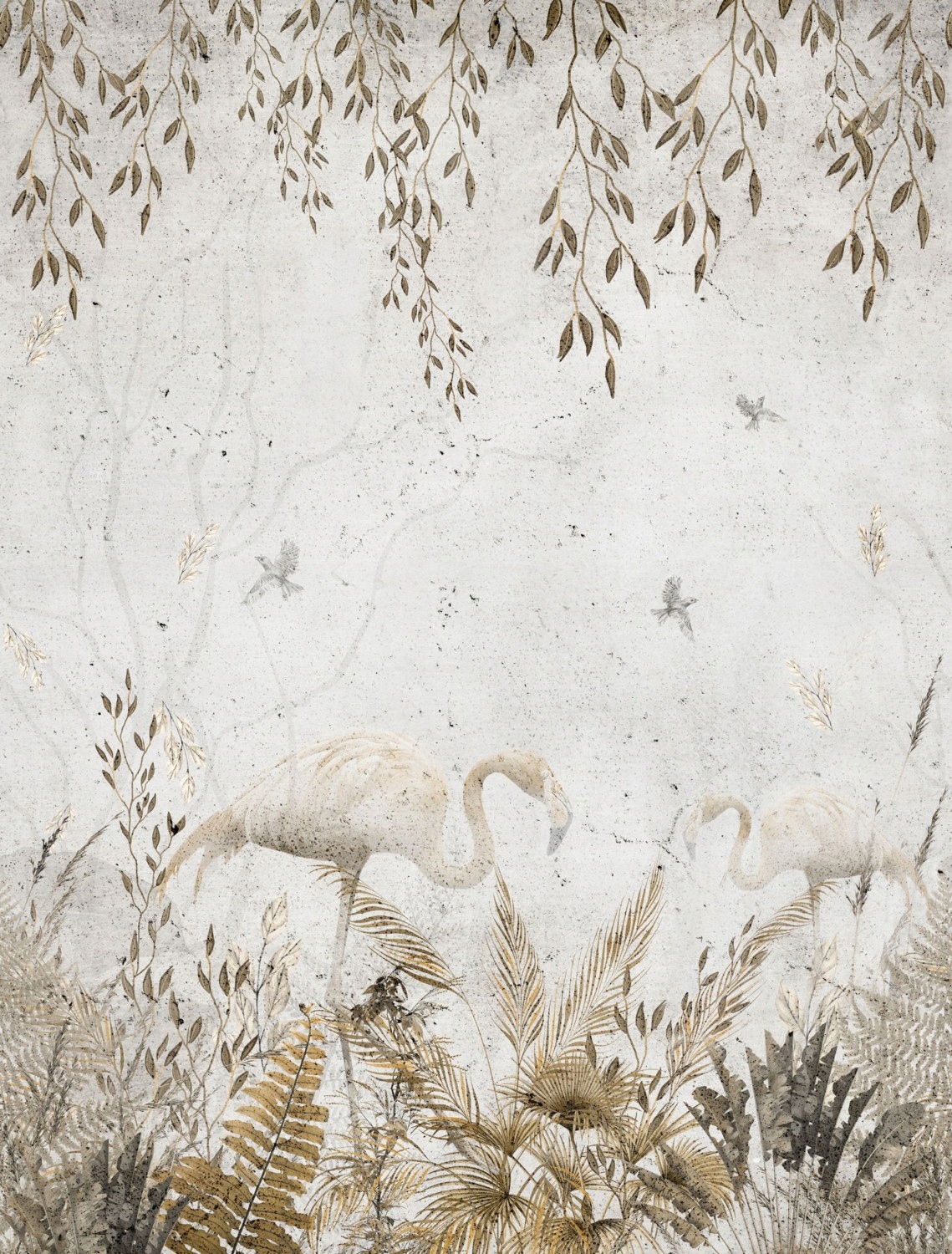 Nástenný nástenný panel Flamingi v trópoch, exotická fauna 364804 Rasch