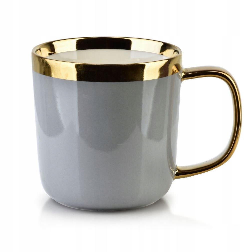 

Kubek porcelanowy szaro-złoty połysk gold 360ml