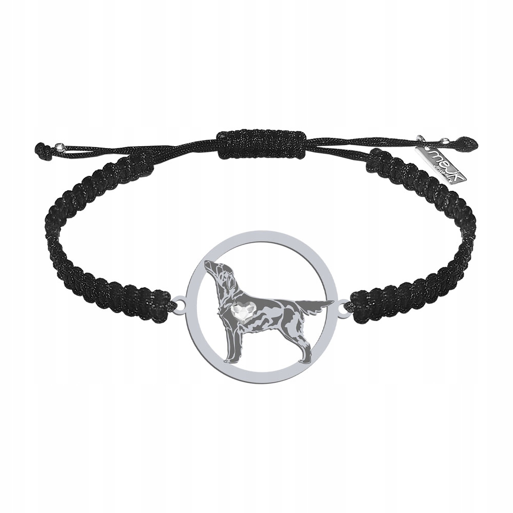 Stříbrný náramek z Flat Coated Retriever 925 Makramé Gravírování Bonus