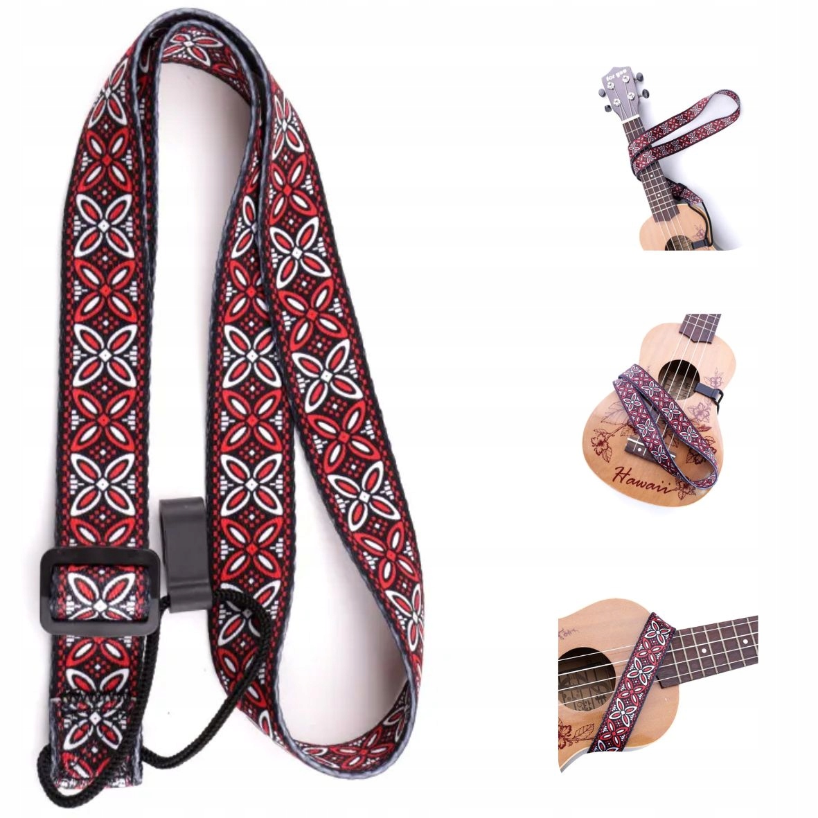

Pasek do ukulele uniwersalny Etno czerwony wzór