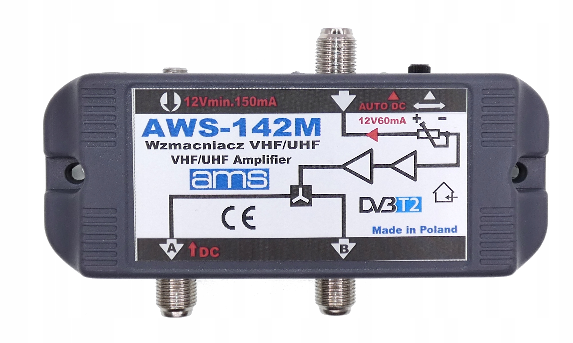 Wzmacniacz antenowy 2 TV AWS-142M DVB-T2 +zasilacz EAN (GTIN) 5907634557830