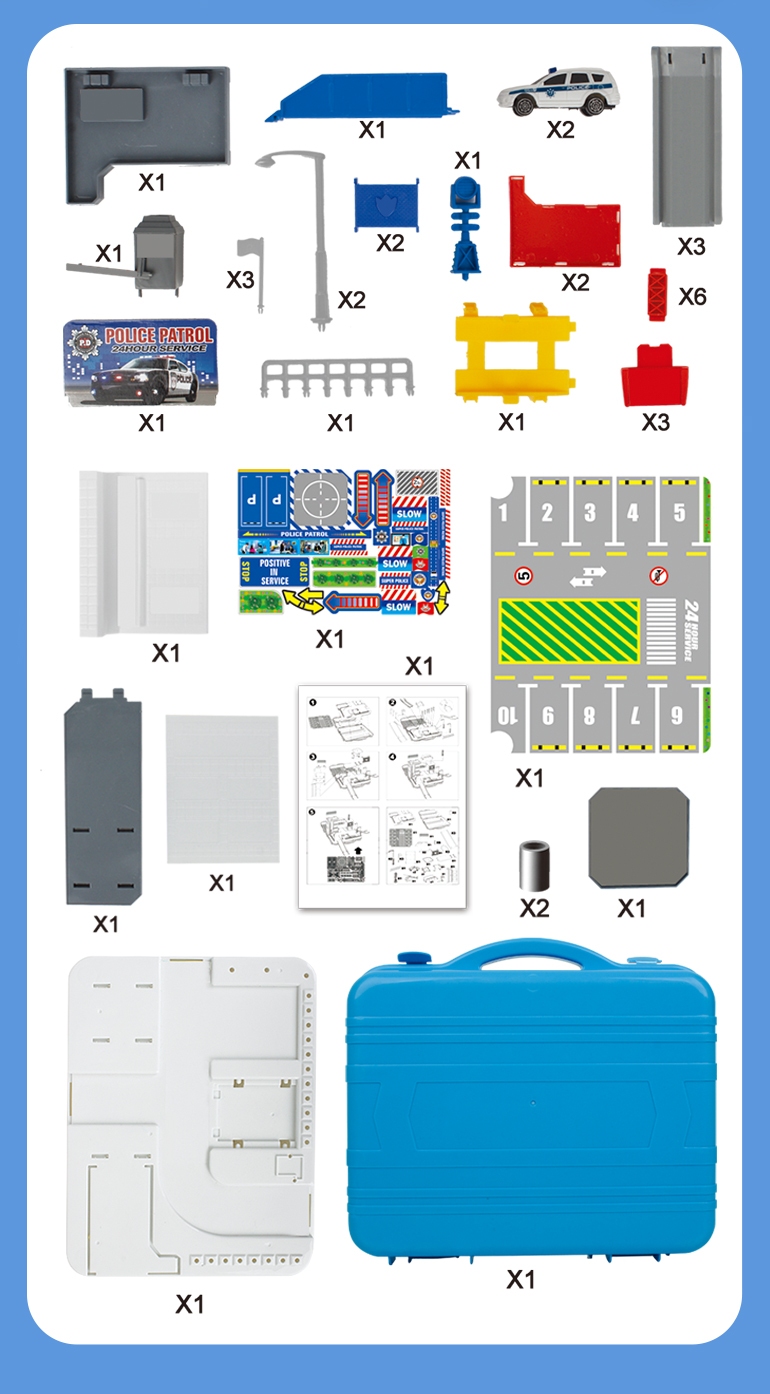 POLICYJNY PARKING WALIZKA GARAŻ 40 el. RADIOWÓZ Bohater brak