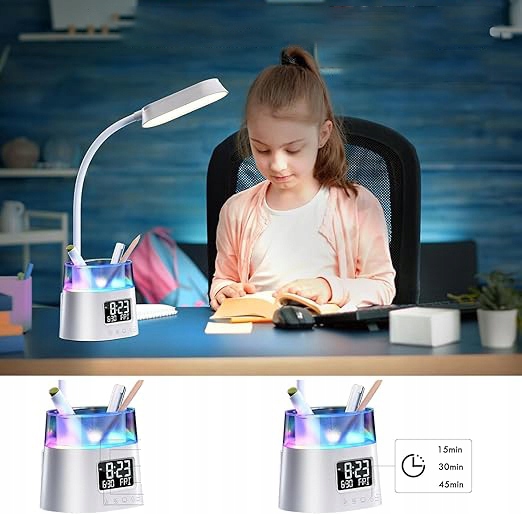 Led Stolní Lampička S Držákem Na Pera, 3 Režimy Rgb Do Kanceláře