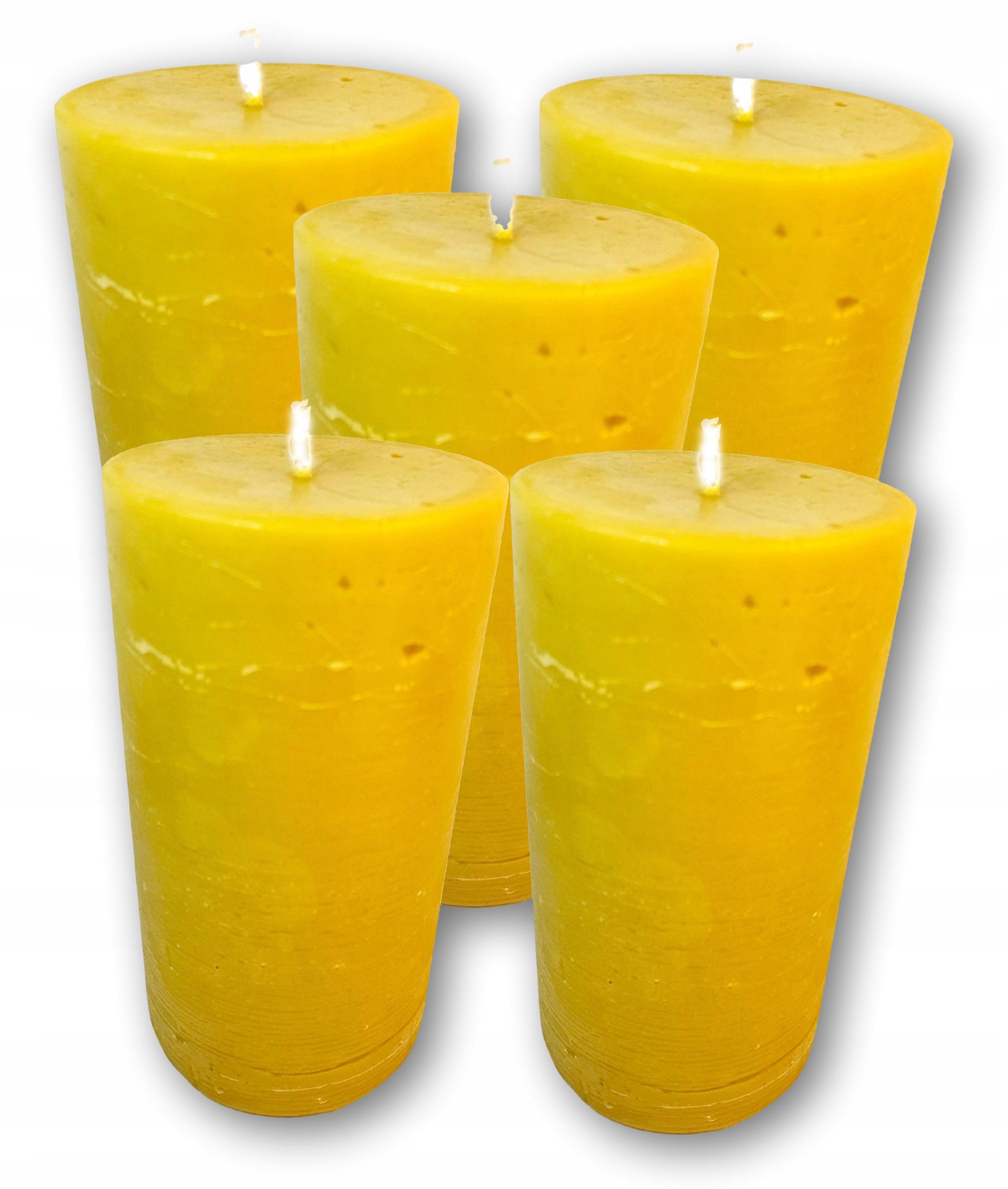 5X Dekorativní Svíčka lana z přírodního včelího vosku Válec 25 cm 1400 g