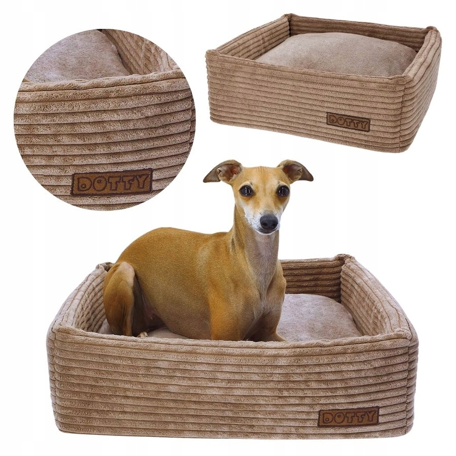 Levně Pelíšek pro psa pro kočky pohovka manšestrové béžové cappuccino M