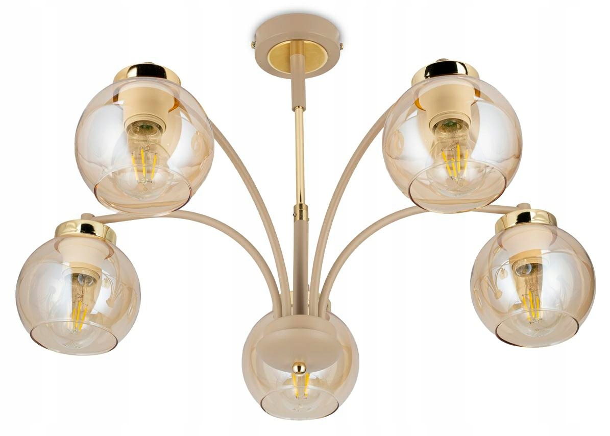 Luster Cris Béžovo-zlatý 5xE27 60 cm Stropná lampa Moderný salón Taupe