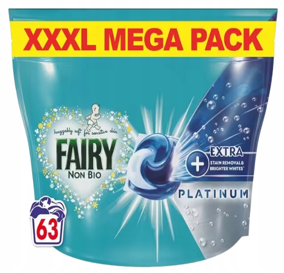 Levně Kapsle na praní Fairy Non Bio Extra Platinum pro citlivou pokožku 63ks