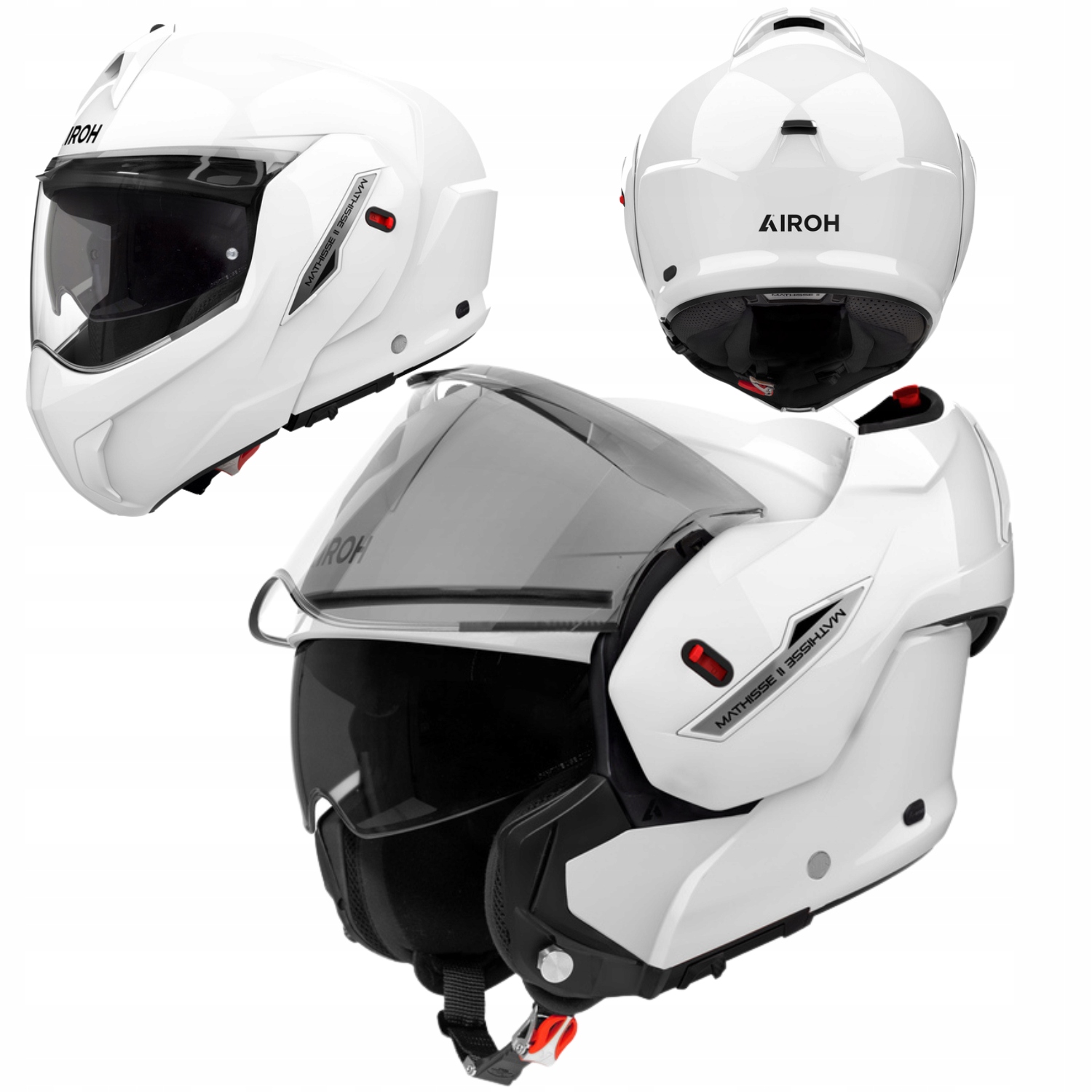 Modulárna otočná čeľusťová prilba Airoh Mathisse II White Gloss S