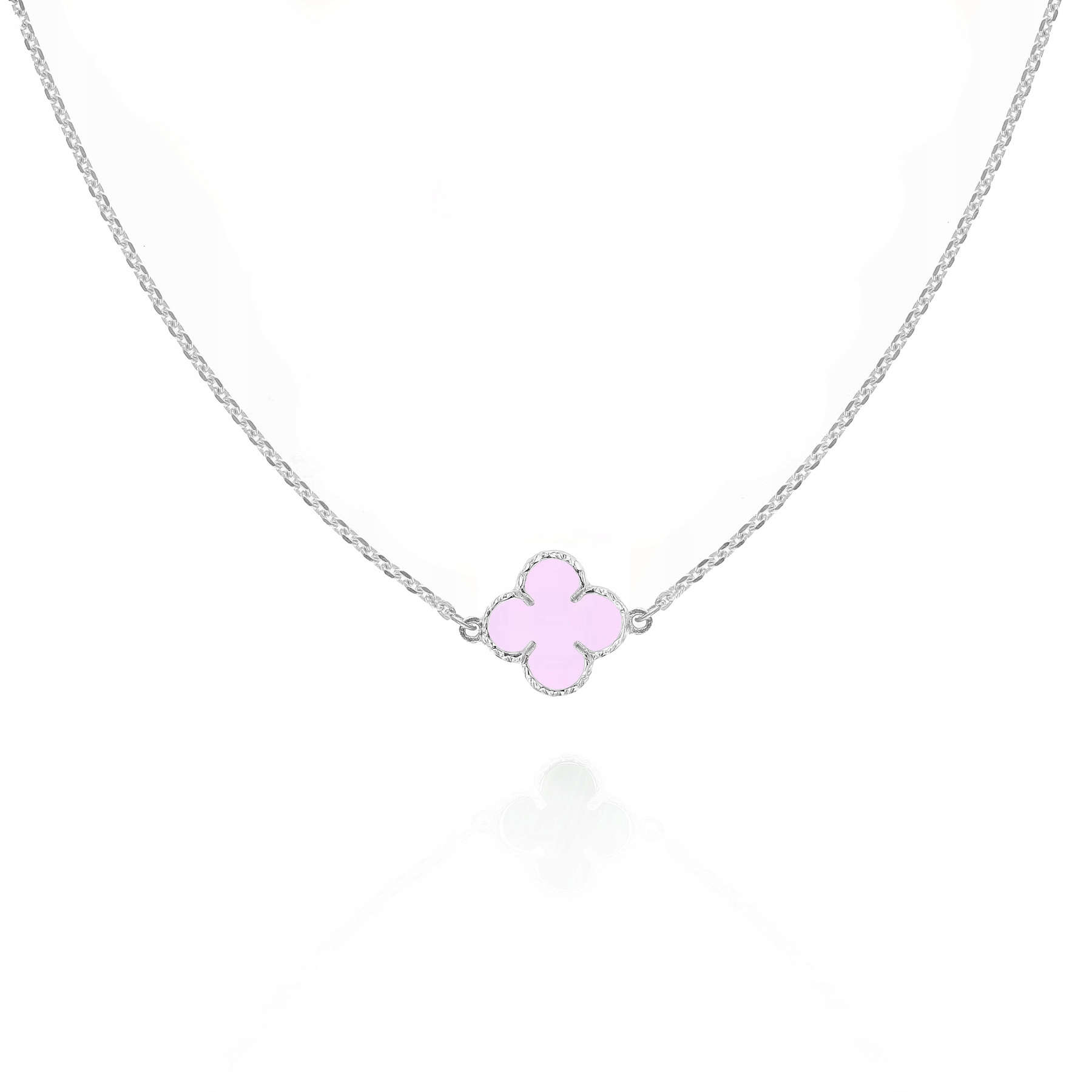 Stříbrný náhrdelník choker čtyřlístek s purpurovým tyrkysem Ag.925 40 cm