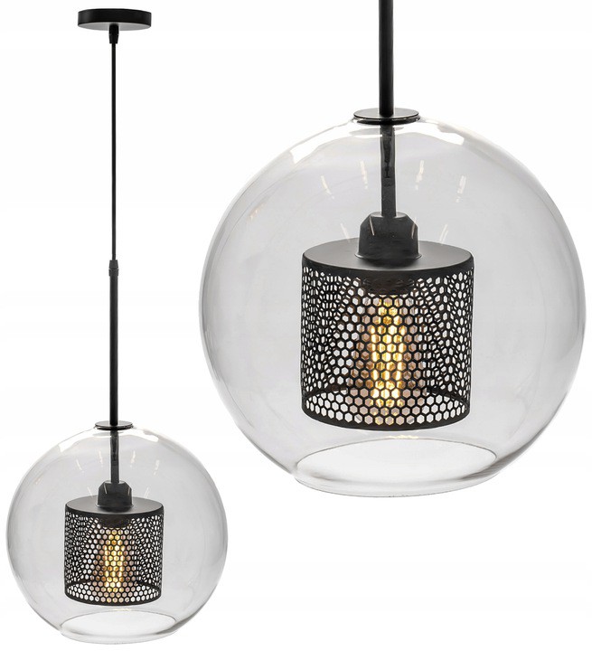 

Lampa Wisząca Czarna Loft Sufitowa Szklana 25CM