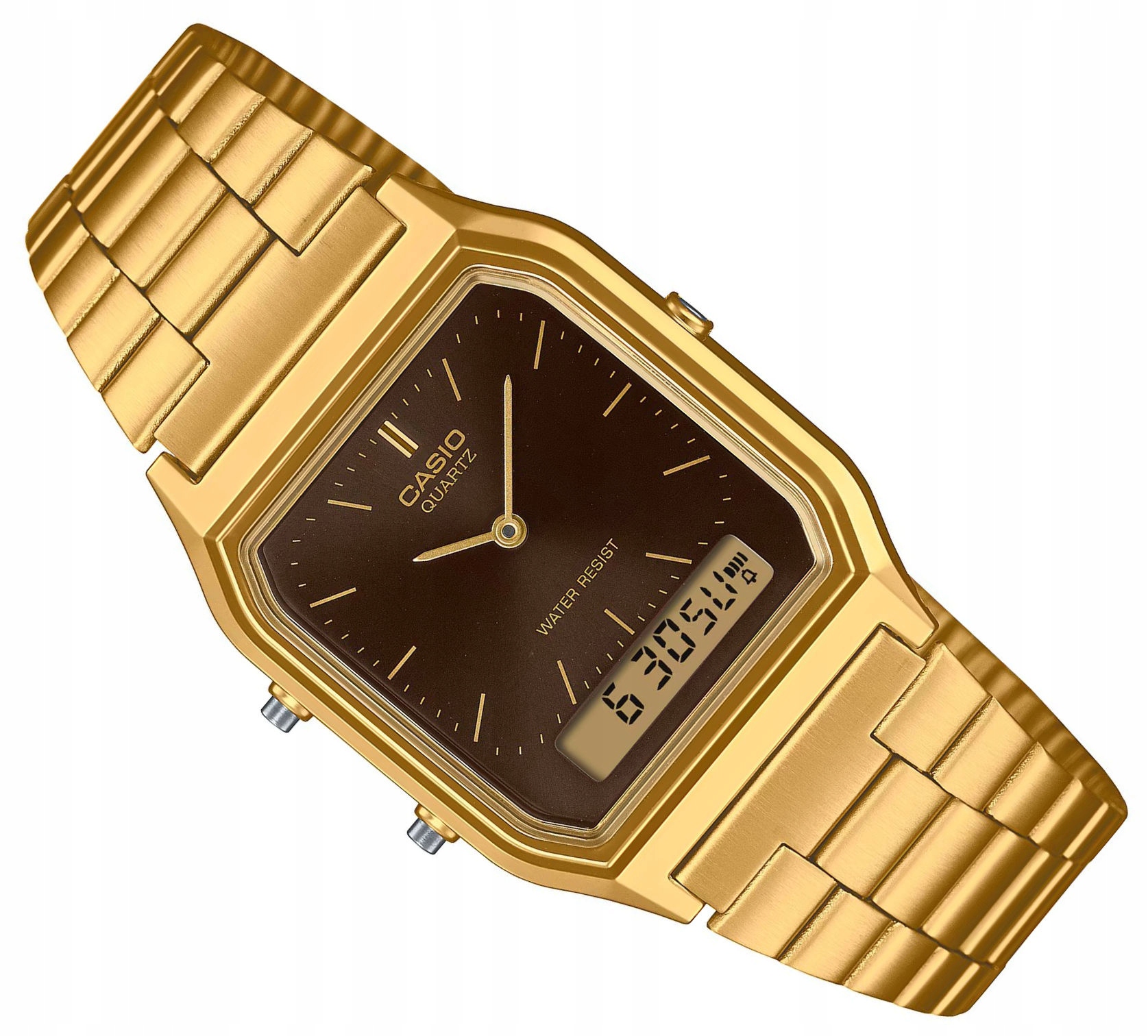 Klasické Zlaté Bronzové Hodinky Casio Retro Vintage AQ-230GA -5AMQYES