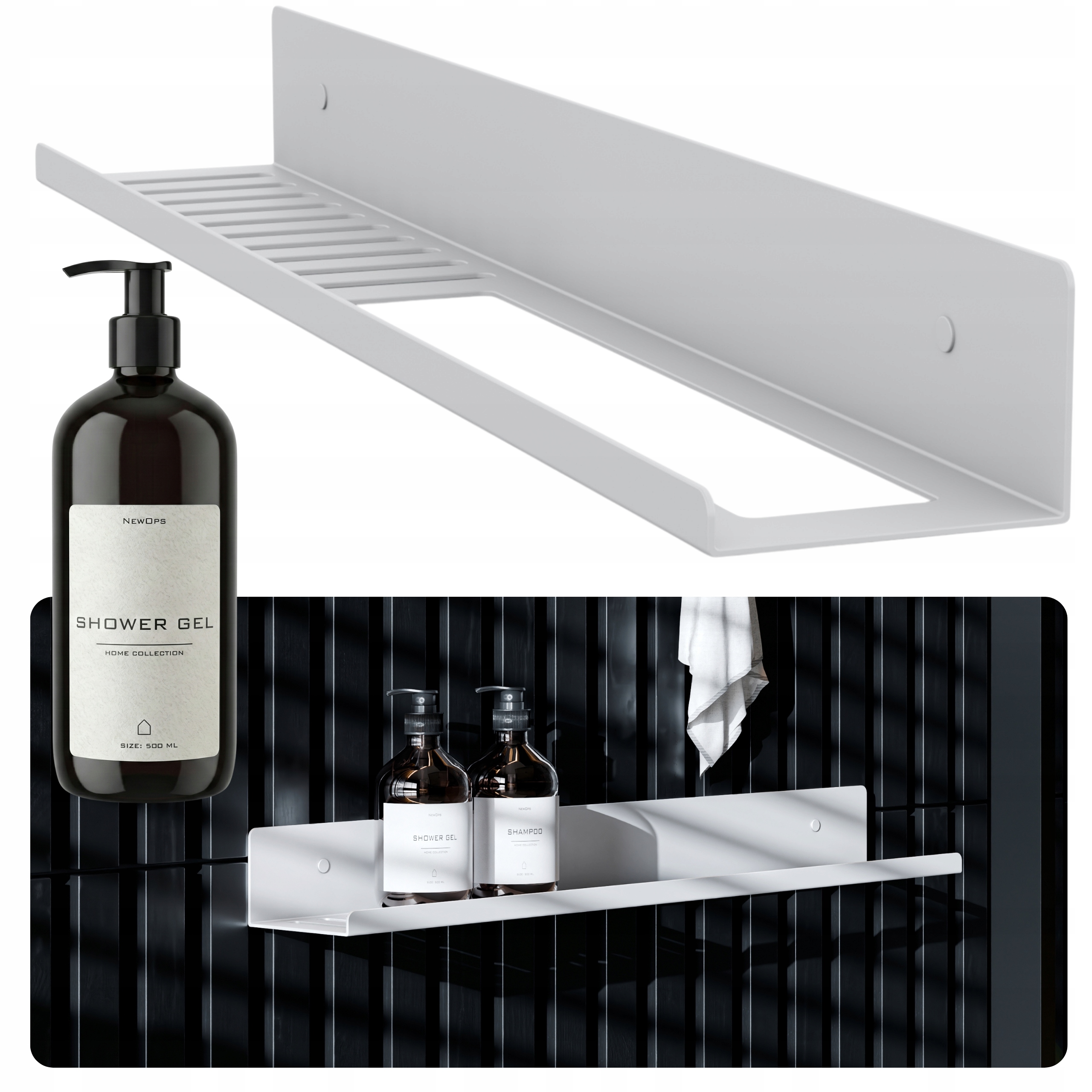 Koupelnová Polička Věšák Na Ručníky Industriální Háčky 68 cm Kov