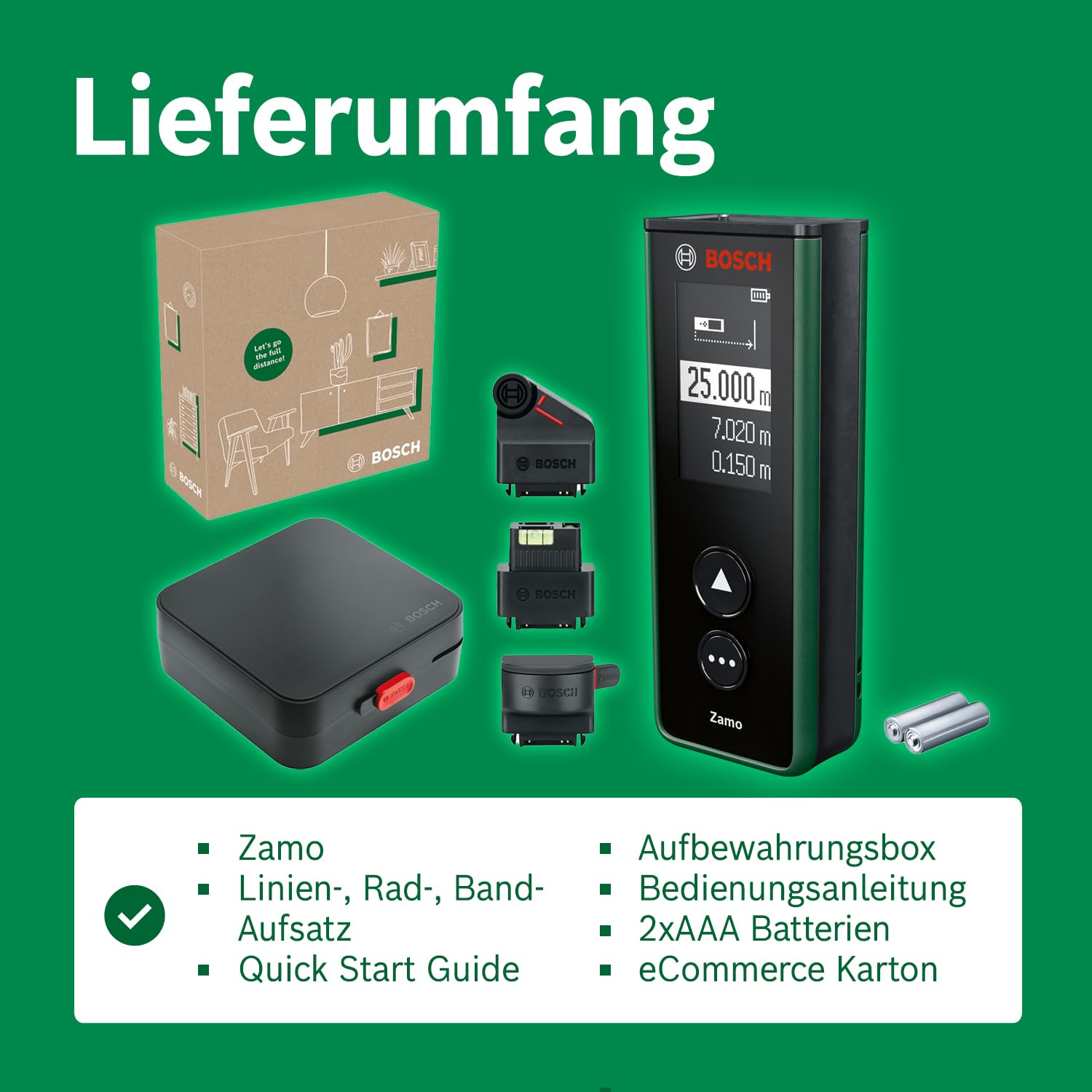 BOSCH Dalmierz Laserowy Zamo 4 Generacji 25m USB-C Adaptery — miniatura 7