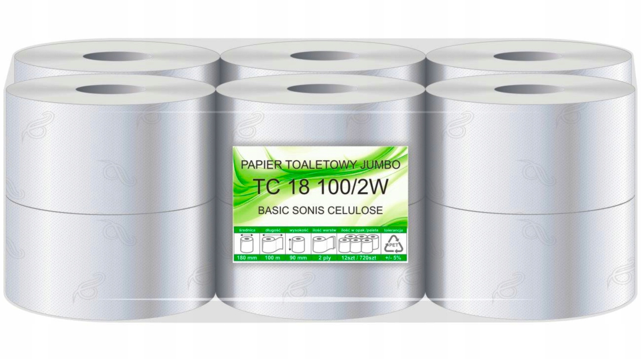 

Papier toaleotwy Jumbo Mini 100m 2W Celuloza a'12
