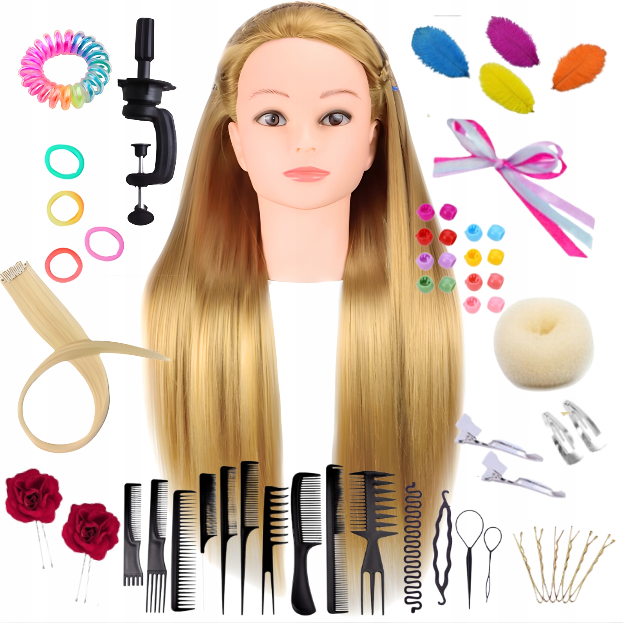 Tréninková Kadeřnická Hlava Syntetická rukojeť Česací hlava