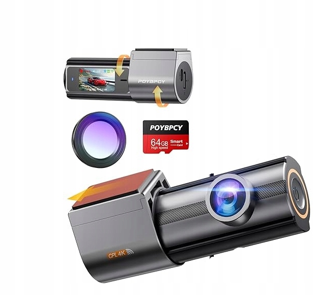 Autokamera, predná 4K Uhd 2160P, karta 64 Gb, uhol pohľadu 170°