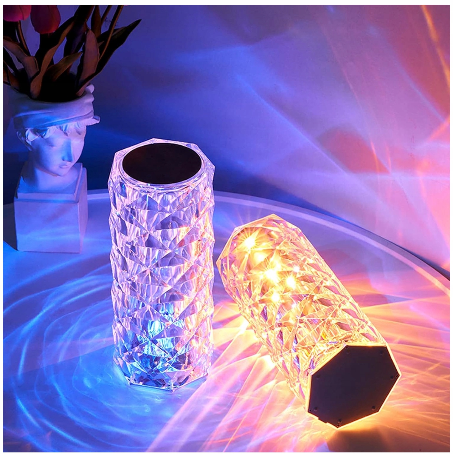 LAMPKA NOCNA LED STOJĄCA DOTYKOWA NOWOCZESNA GLAMOUR KRYSZTAŁOWA PILOT USB Klasa efektywności energetycznej A