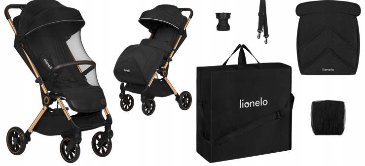 Lionelo Cloe wózek spacerowy Black Onyx Kolor czarny Odcienie brązu i beżu