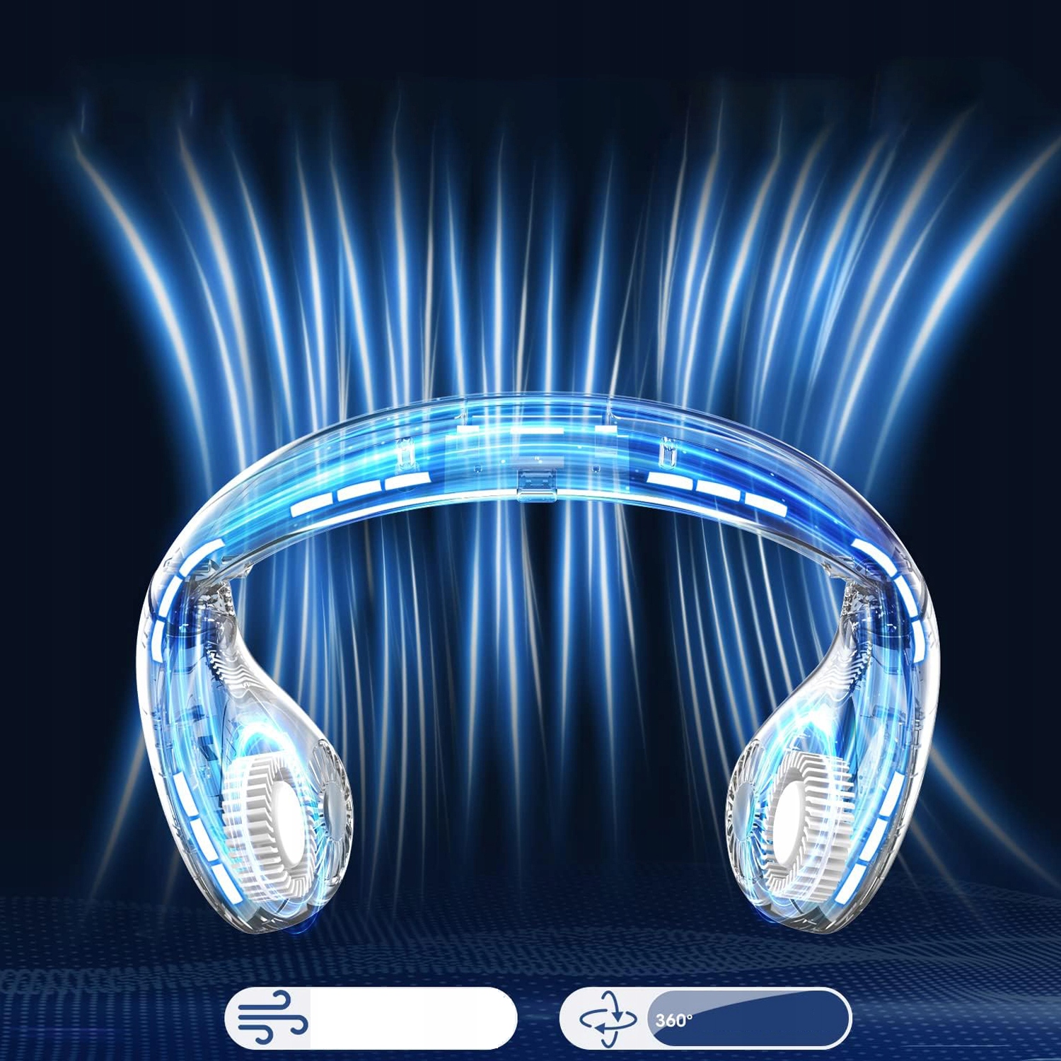 WENTYLATOR WIATRAK NA SZYJĘ PRZENOŚNY KLIMATYZATOR BEZPRZEWODOWY AKUMULATOR Zasilanie USB