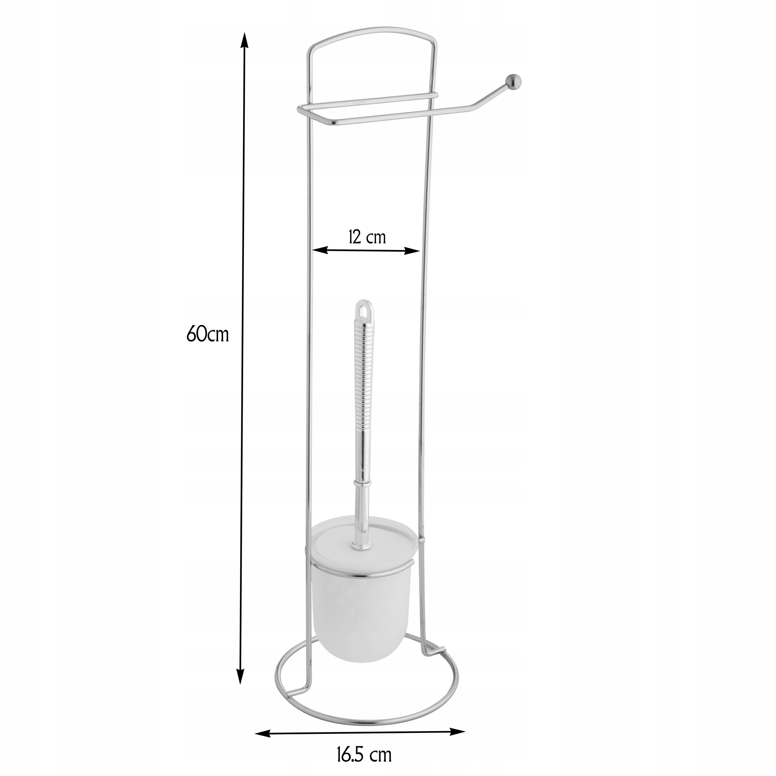 SZCZOTKA DO WC SREBRNA - BIAŁA STOJAK NA PAPIER TOALETOWY Linia Rambo