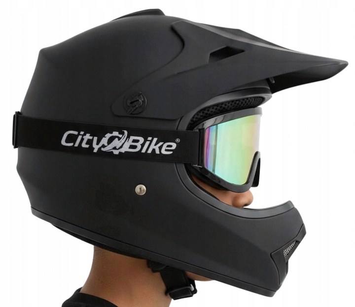 Kask Czarny Mat Hulajnoga Elektryczna Gogle Rower Bmx Junior Xs 51-52cm
