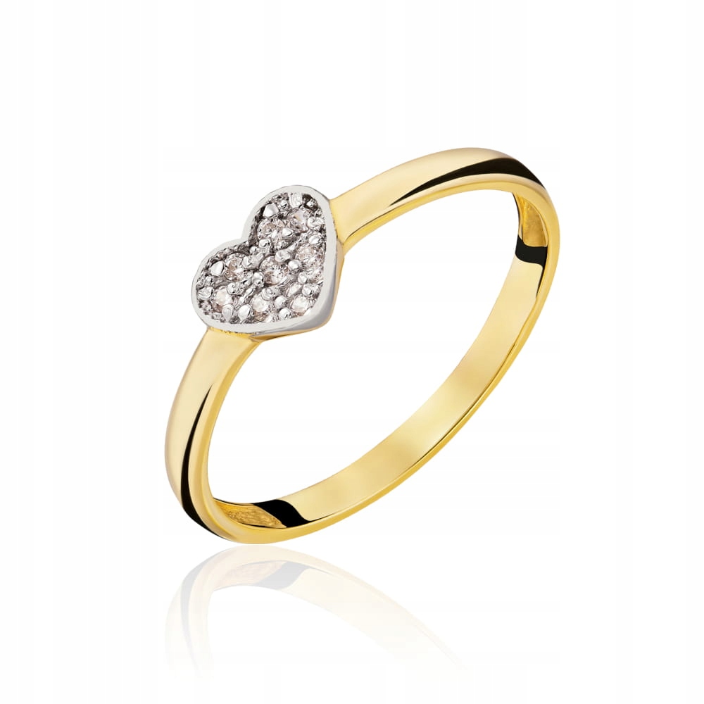 Prstýnek 585 se srdcem a bílými zirkony 19 r, srdíčko 1.15 g
