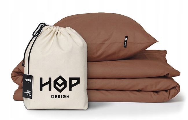 Pościel bawełna 100% czysta gruba 220x200 + 2x50x60 rdzawy Hop Design