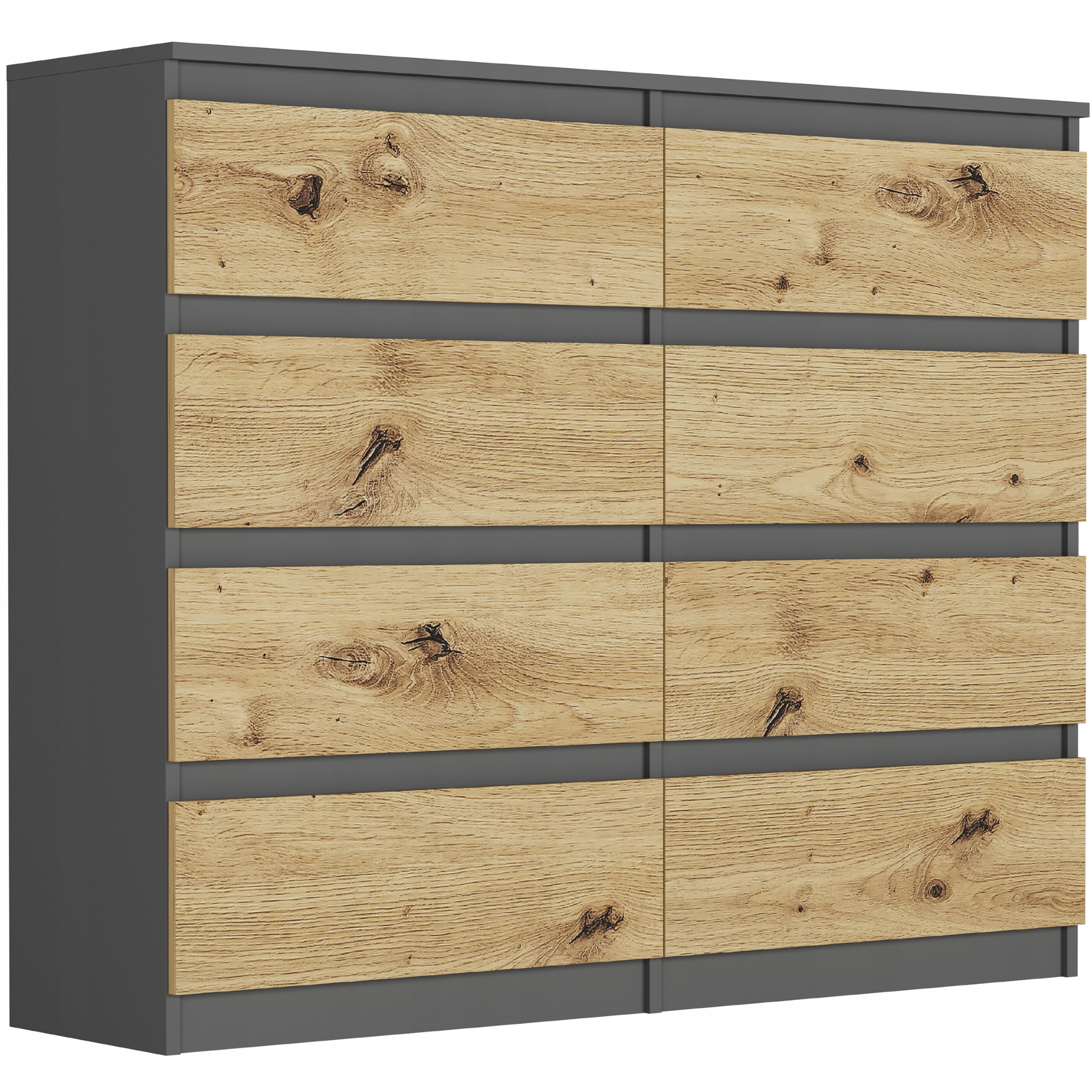 Nowoczesna KOMODA 120CM SZAFKA 8 SZUFLAD PL R-120-S8 ANTRACYT MIX ARTISAN