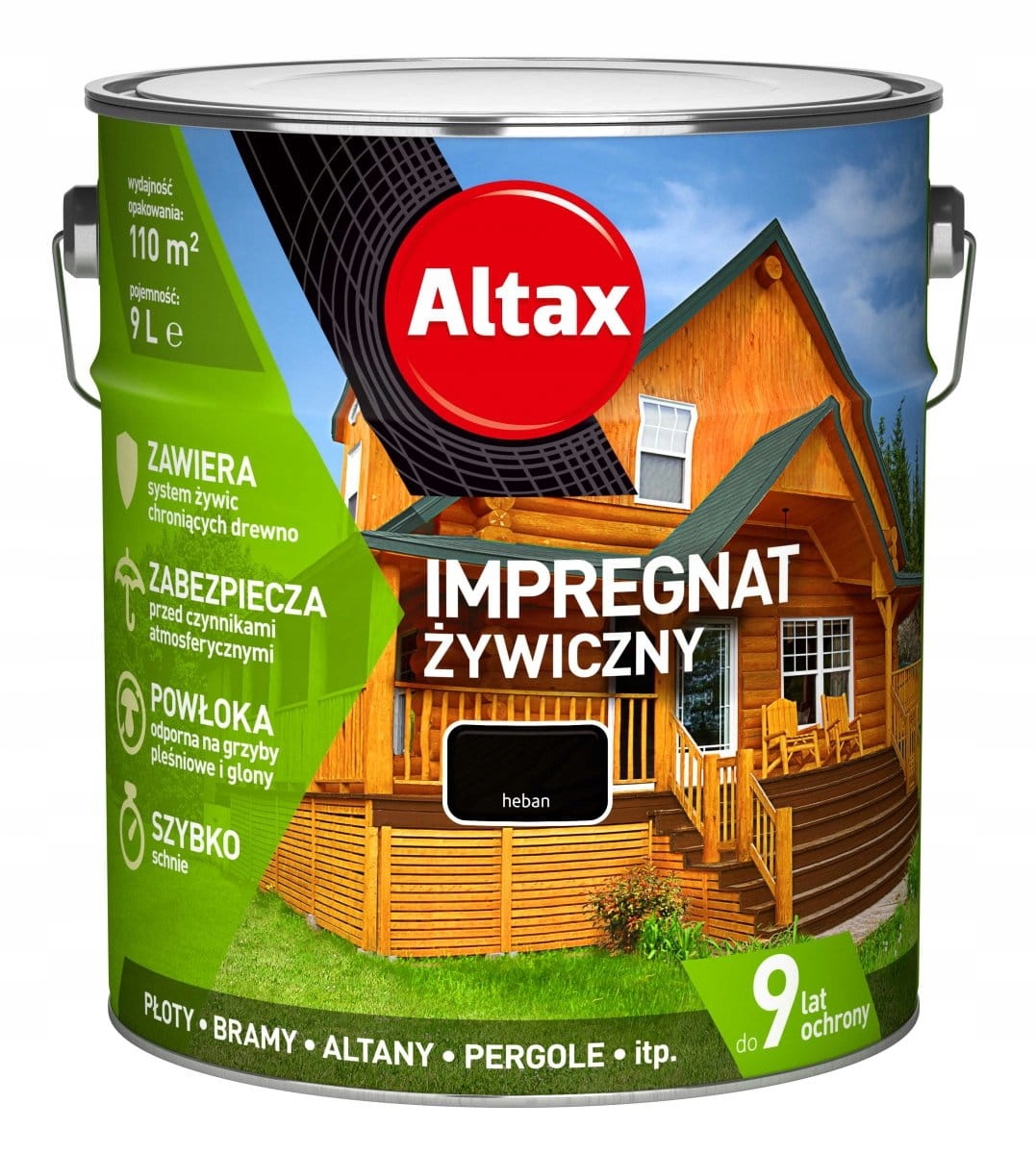 ALTAX IMPREGNAT ŻYWICZNY DO DREWNA 9L HEBAN