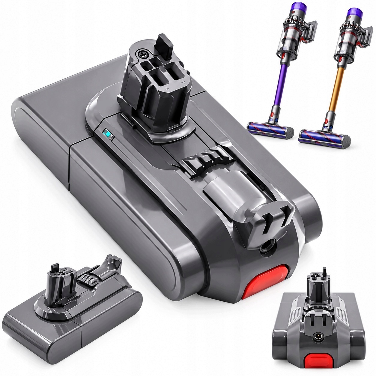 Baterie Akumulátor Dyson V11 V15 6000 mAh 25,2 V Click-in Červené Tlačítko
