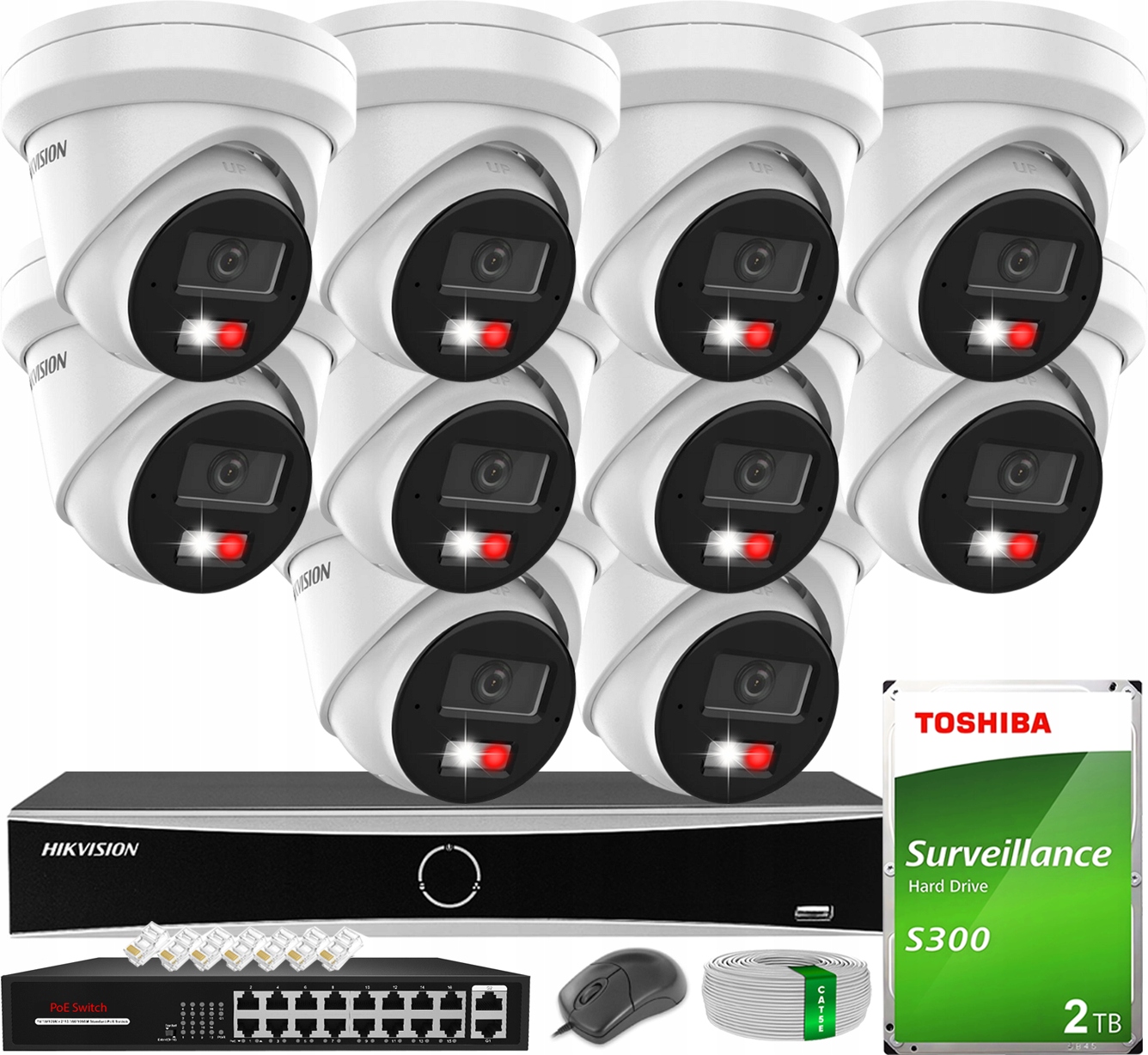 Monitorování 14x Kamera 6MPx s analytikou AcuSense Hybrid Disk 2TB Hikvision
