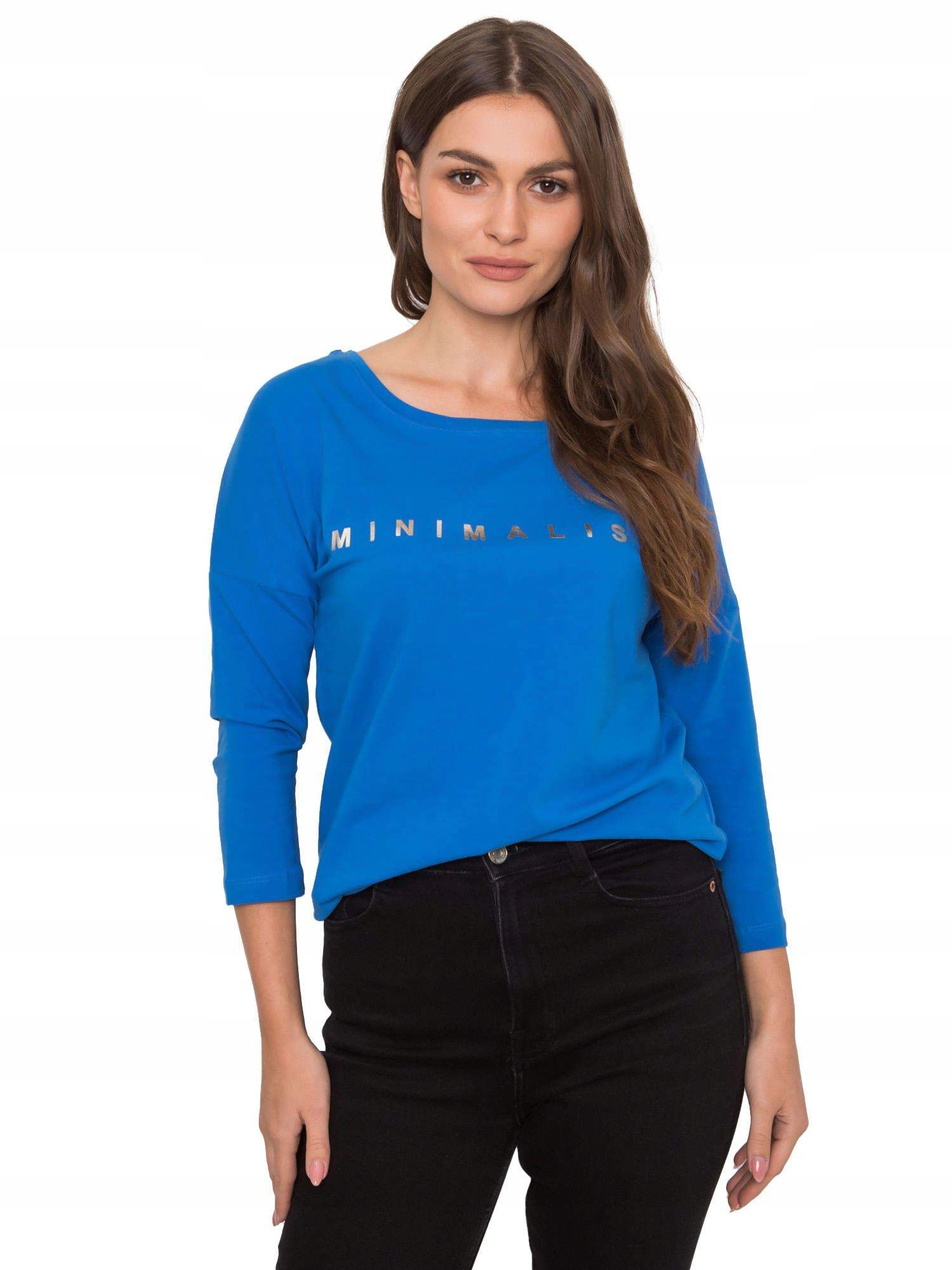 

Damska Bluzka Bawełniana Napis Okrągły Dekolt