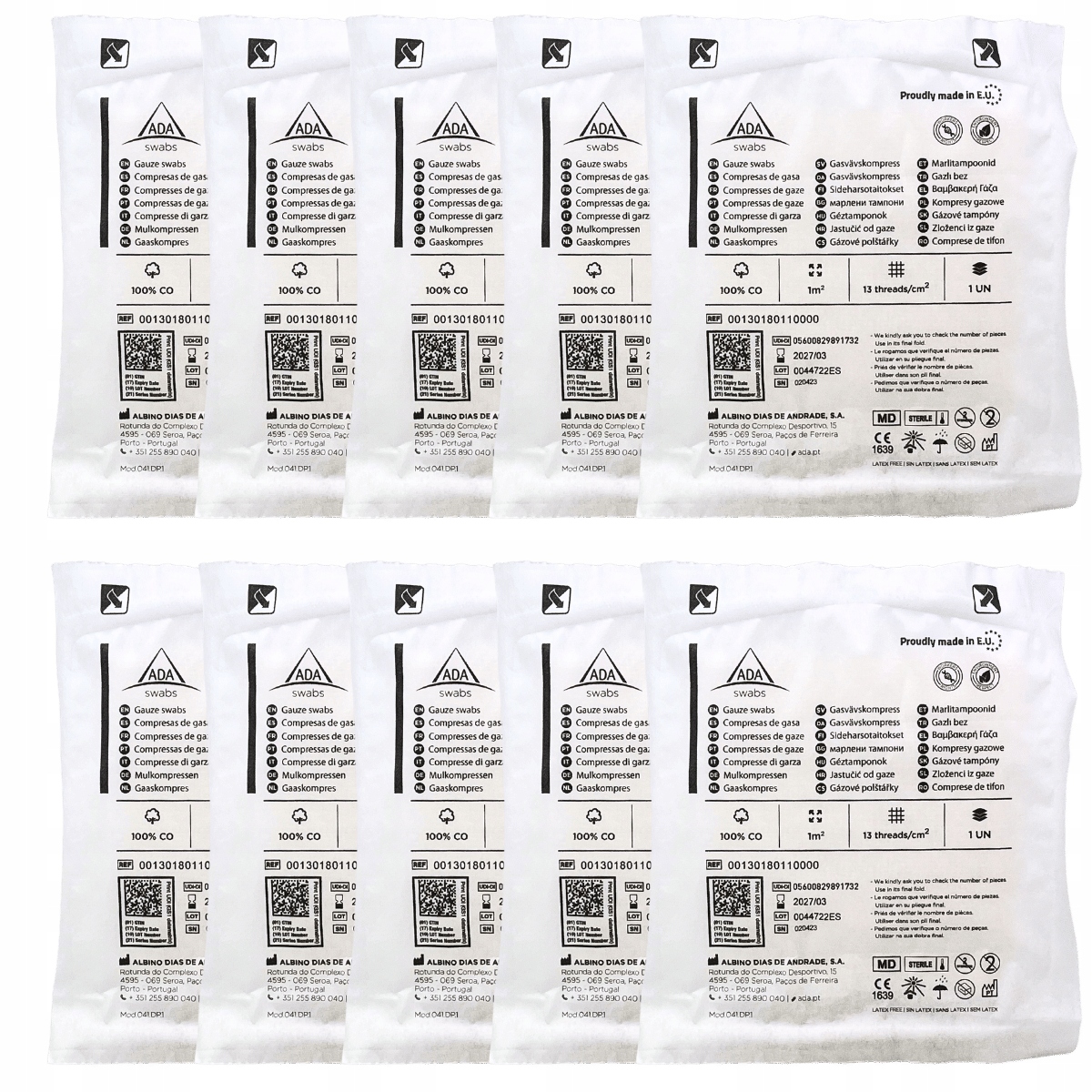 GAZA OPATRUNKOWA BAWEŁNIANA JAŁOWA STERYLNA 1M2 13N 10 SZTUK