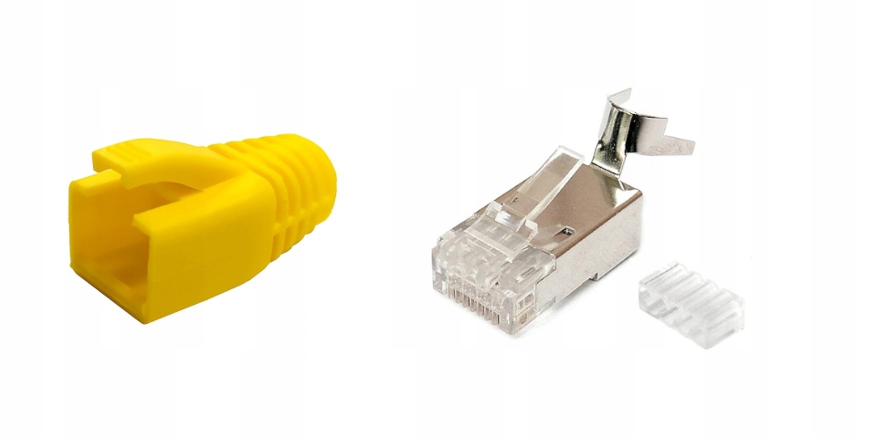 

Wtyki RJ45 kat.6A 10kpl Stp osłonki żółte