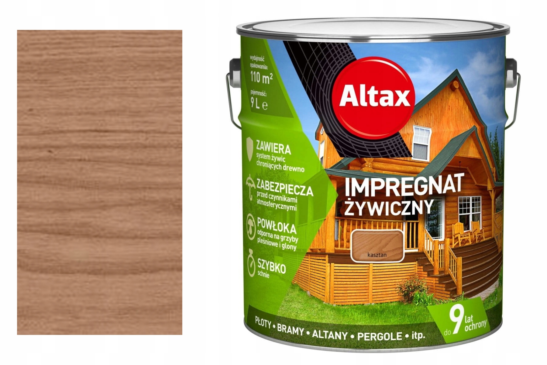 Altax impregnat Żywiczny do drewna 9L Kasztan altaxin