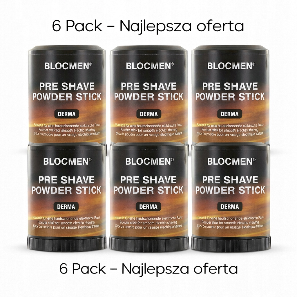 Pudr Na Holení Blocmen Pre Shave Powder Pokožka Bez Podráždění Set 6x